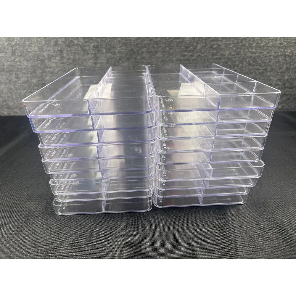 Horizon Group USA Clear Plastic 5 Compartment Organizer Trays Set of 16 212455
